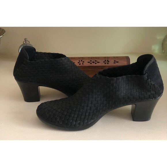 Woven Black Ankle Boots With Block Heel By White Mountain Women's Size 10 - Picture 8 of 10